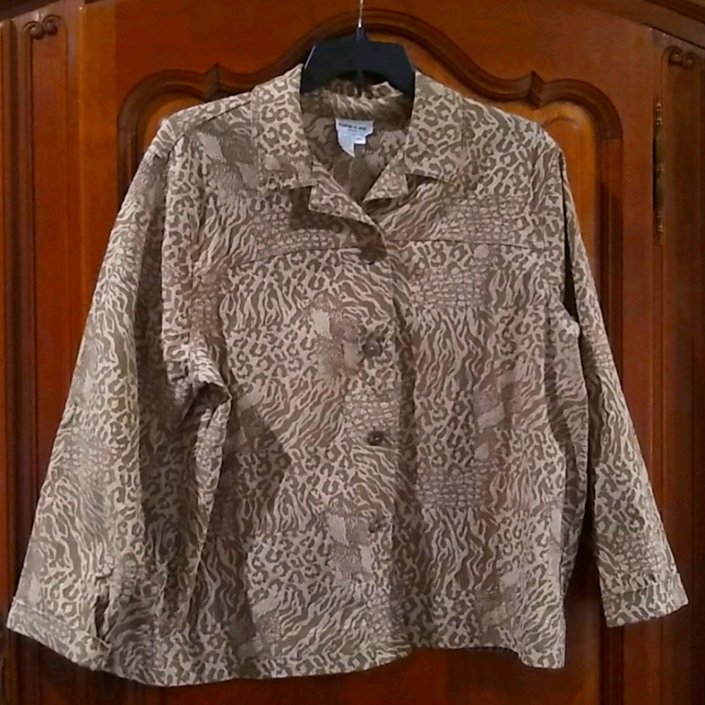 Khaki Animal Print Jean-ish Jacket size 2X